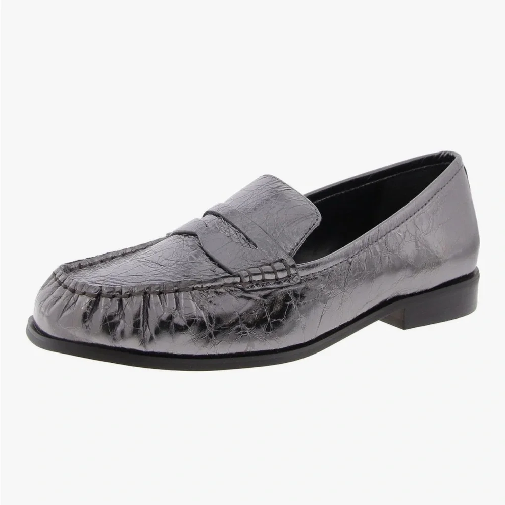 MICHAEL KORS Carlson Crackled Metallic Leather Loafer‎
